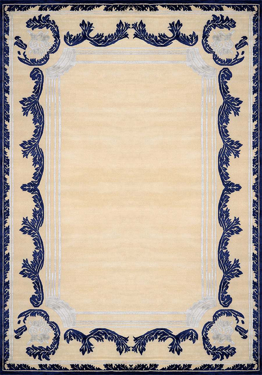 Современный Индийский ковер Baroque Frame №3416 275x185cm из шерсти и шелка в стиле неоклассика