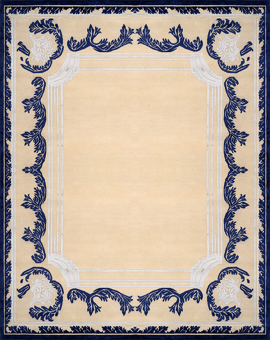 Современный Индийский ковер Baroque Frame №3431 303x244cm из шерсти и шелка в стиле неоклассика