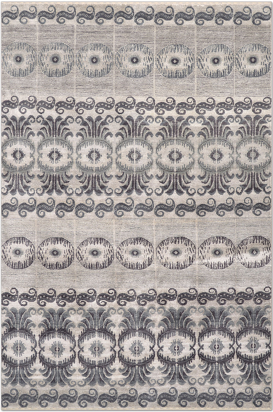 Современный Индийский ковер Ikat №2136 271x180cm из шерсти и шелка в стиле неоклассика