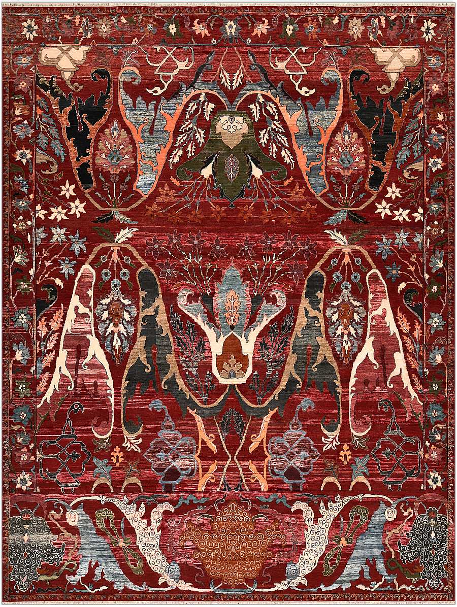 Индийский Bijar Vintage ковер №4511 362x278cm из шелка и шерсти