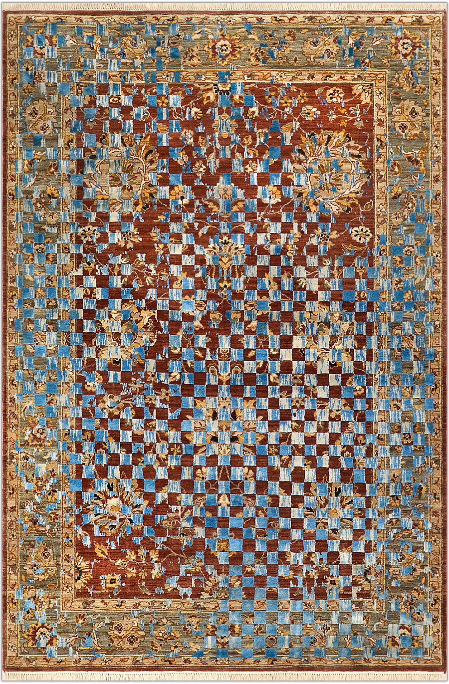 Современный Индийский ковер Artefact №2021 273x182cm из шерсти и шелка в стиле неоклассика