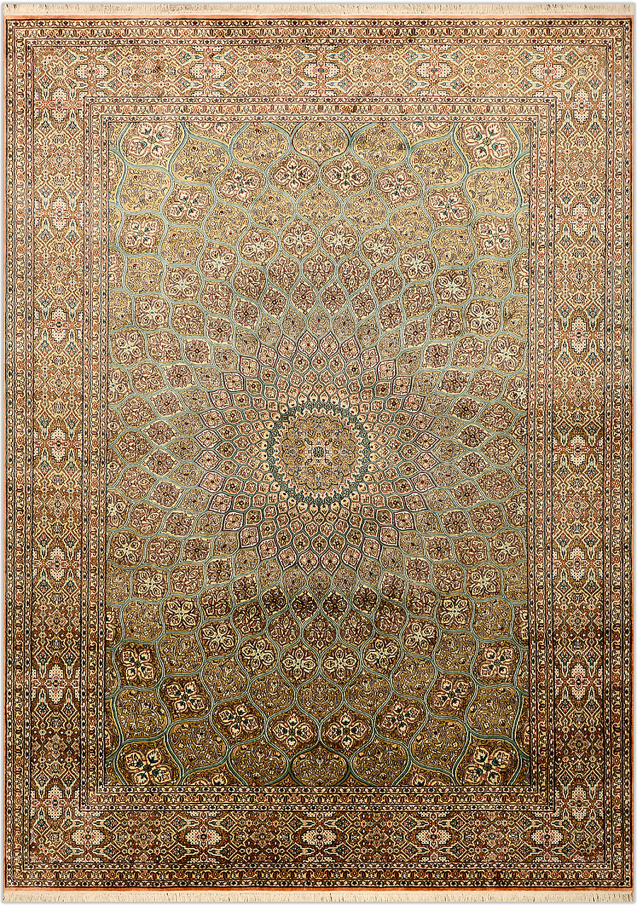 Шелковый Индийский ковер Gombad №1732 346x247cm