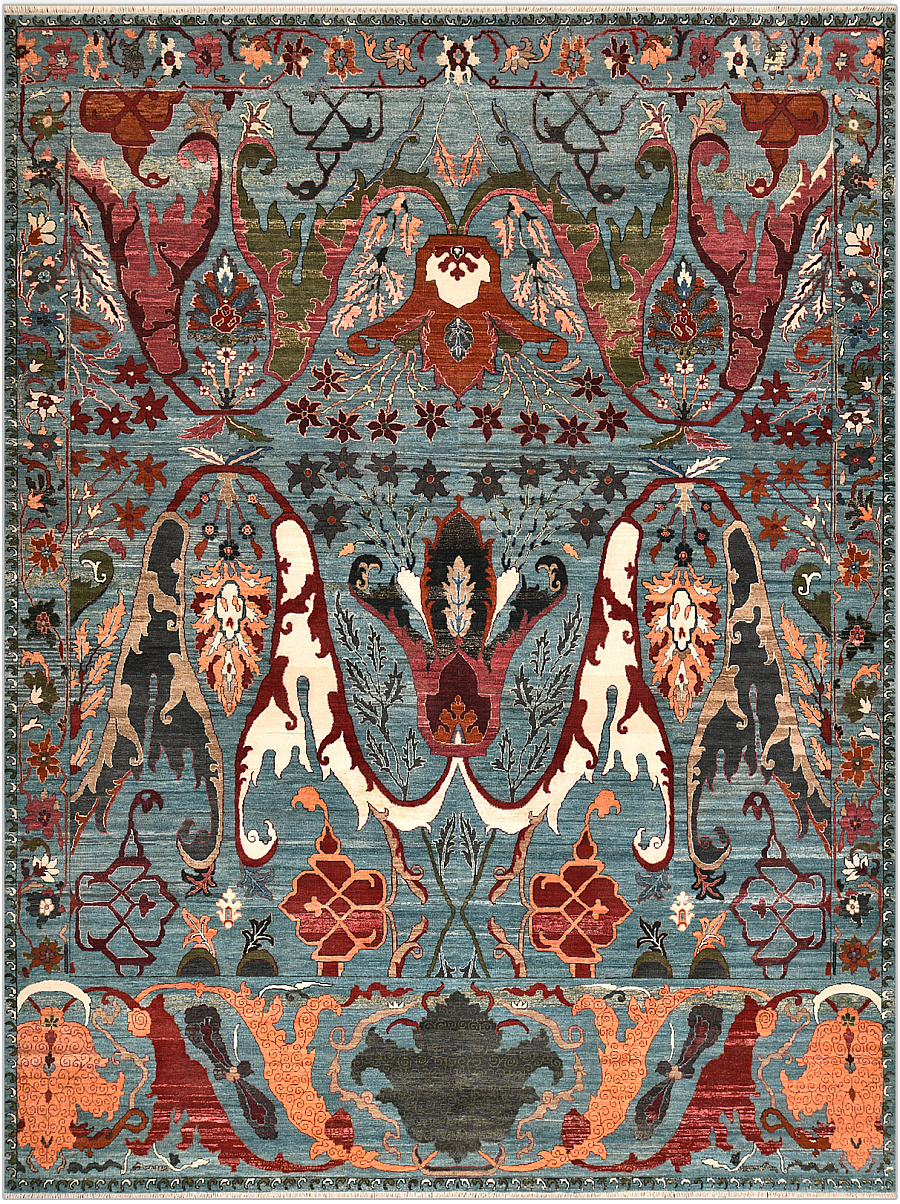 Индийский Bijar Vintage ковер №4521 366x279cm из шелка и шерсти