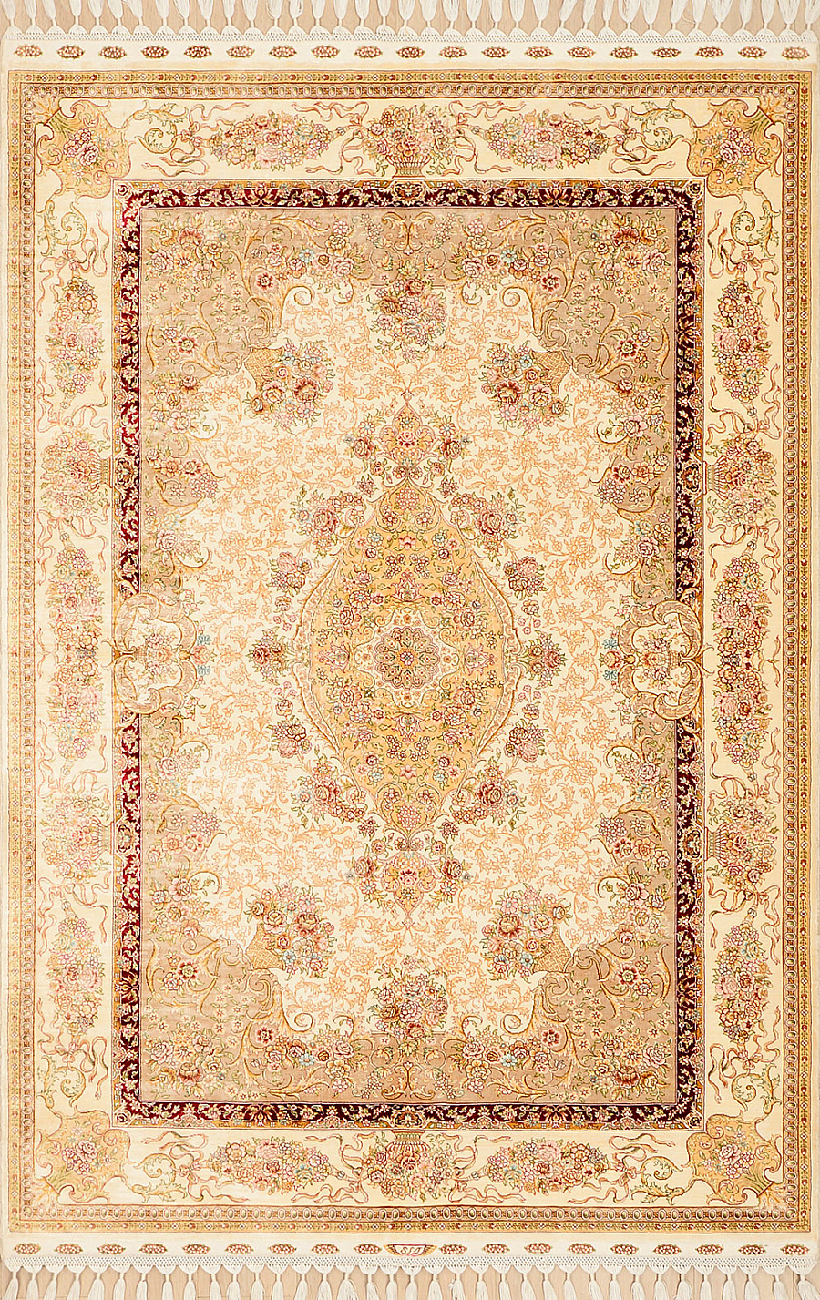 Современный Индийский ковер Aubusson №2660 185x126cm из шелка в стиле неоклассика