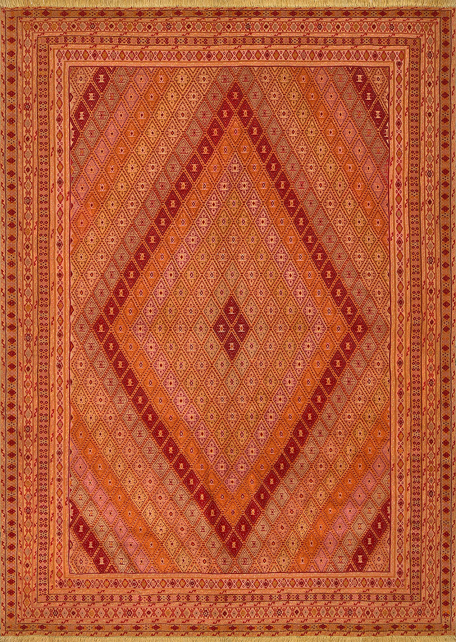 Безворсовый Персидский ковер Suzani №2319 261x191cm из шерсти