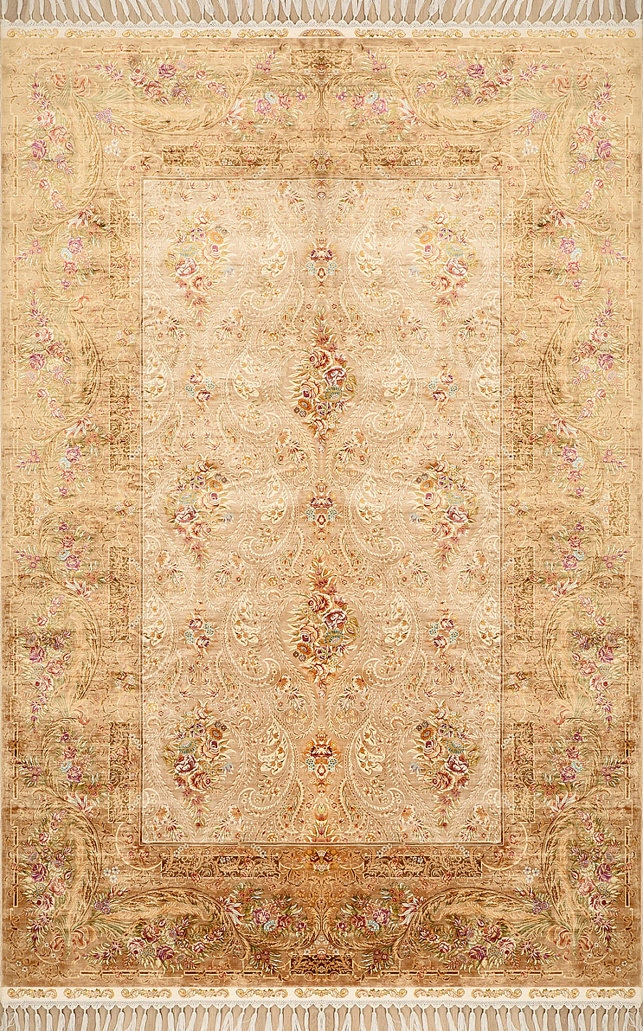 Современный Турецкий ковер Aubusson №2434 306x198cm из шелка в стиле неоклассика