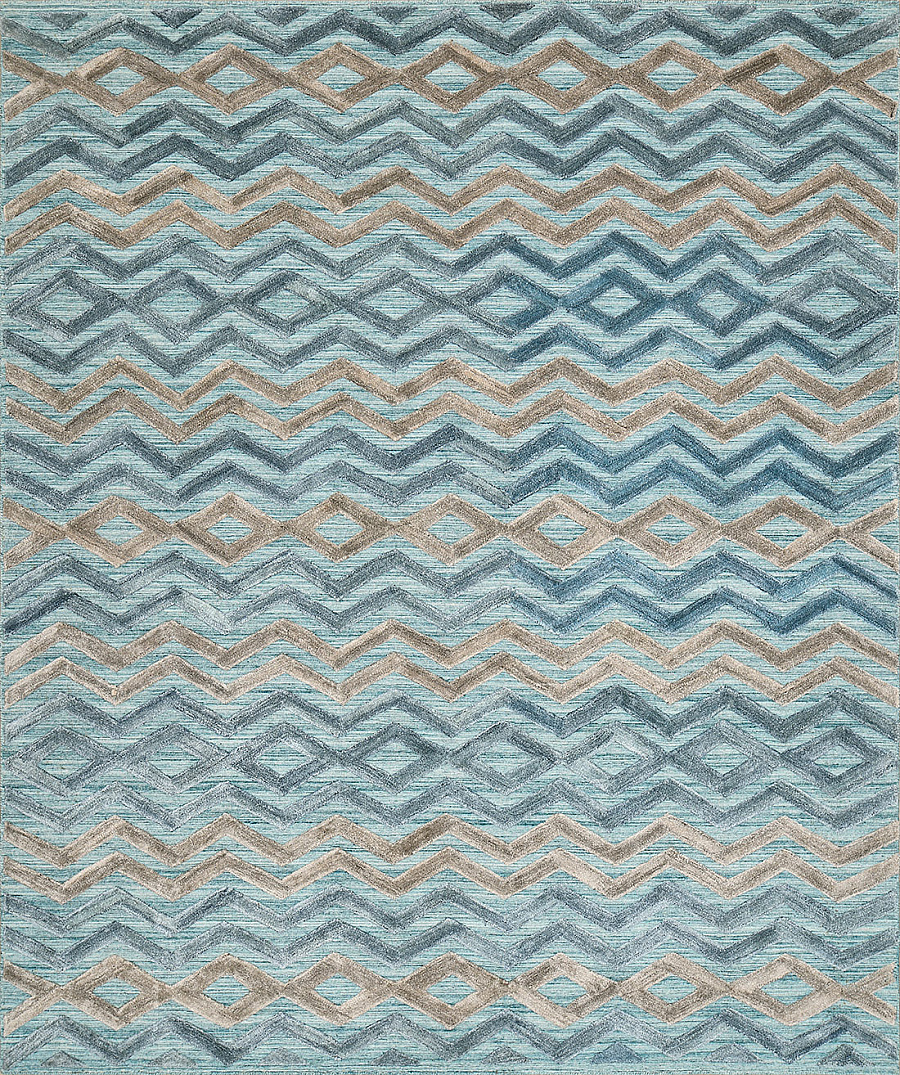 Безворсовый Индийский ковер Chevron №2905 292x245cm из шерсти и бамб. шелка