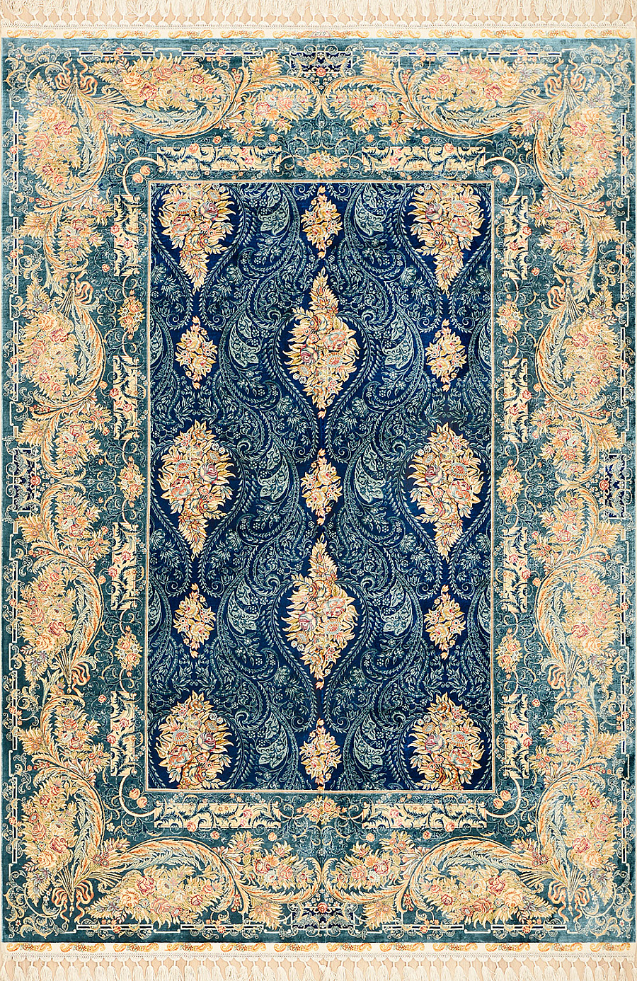 Современный Индийский ковер Aubusson №1597 242x168cm из шелка в стиле неоклассика