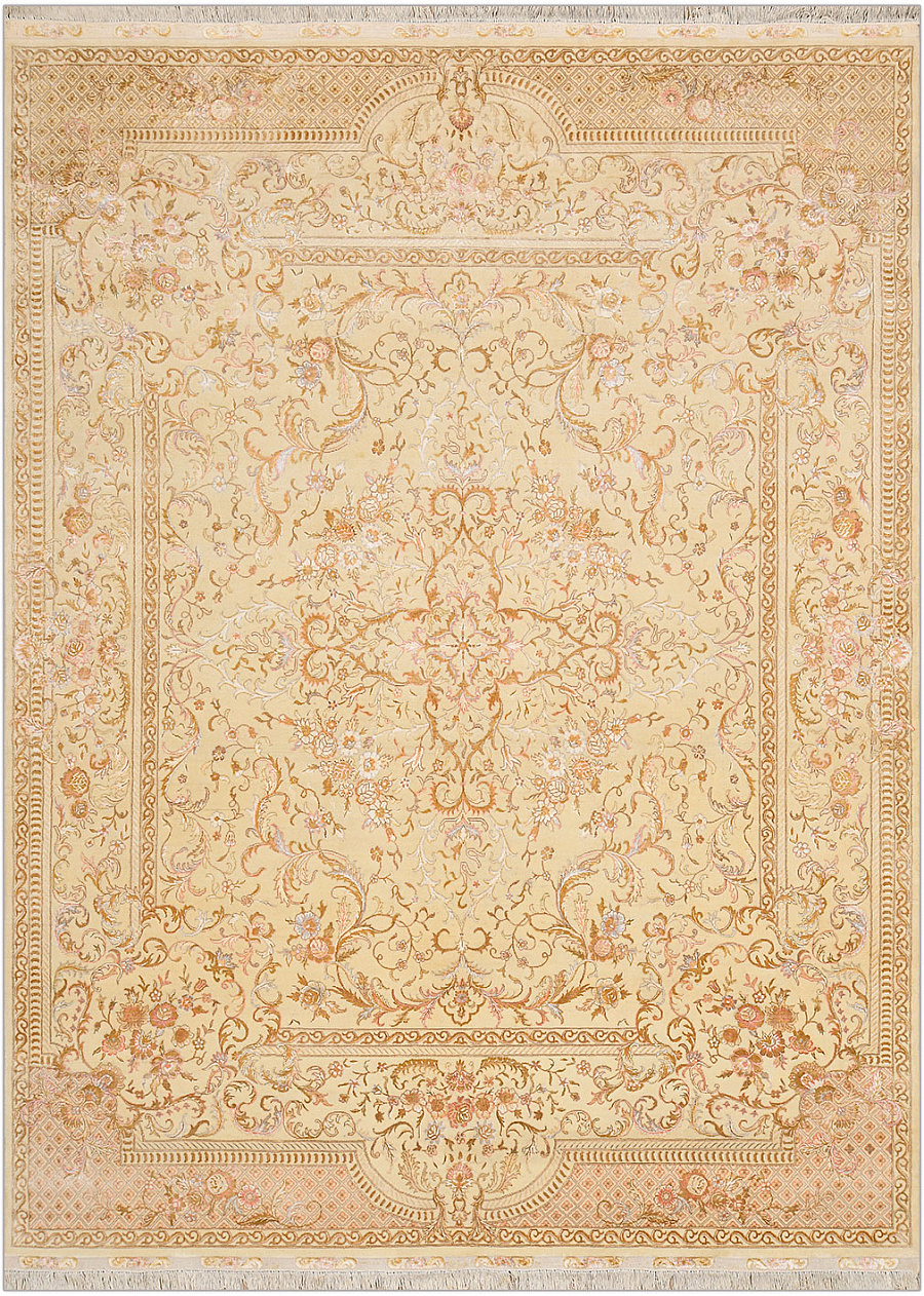 Современный Индийский ковер Aubusson №4297 325x240cm из шерсти и бамб. шелка в стиле неоклассика