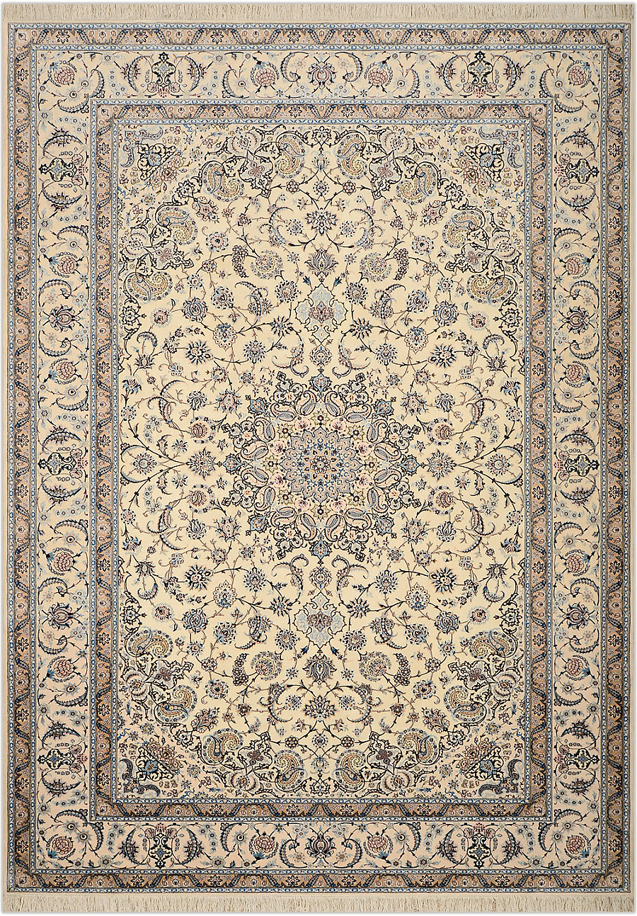 Персидский Nain ковер №1873 355x255cm из шелка и шерсти