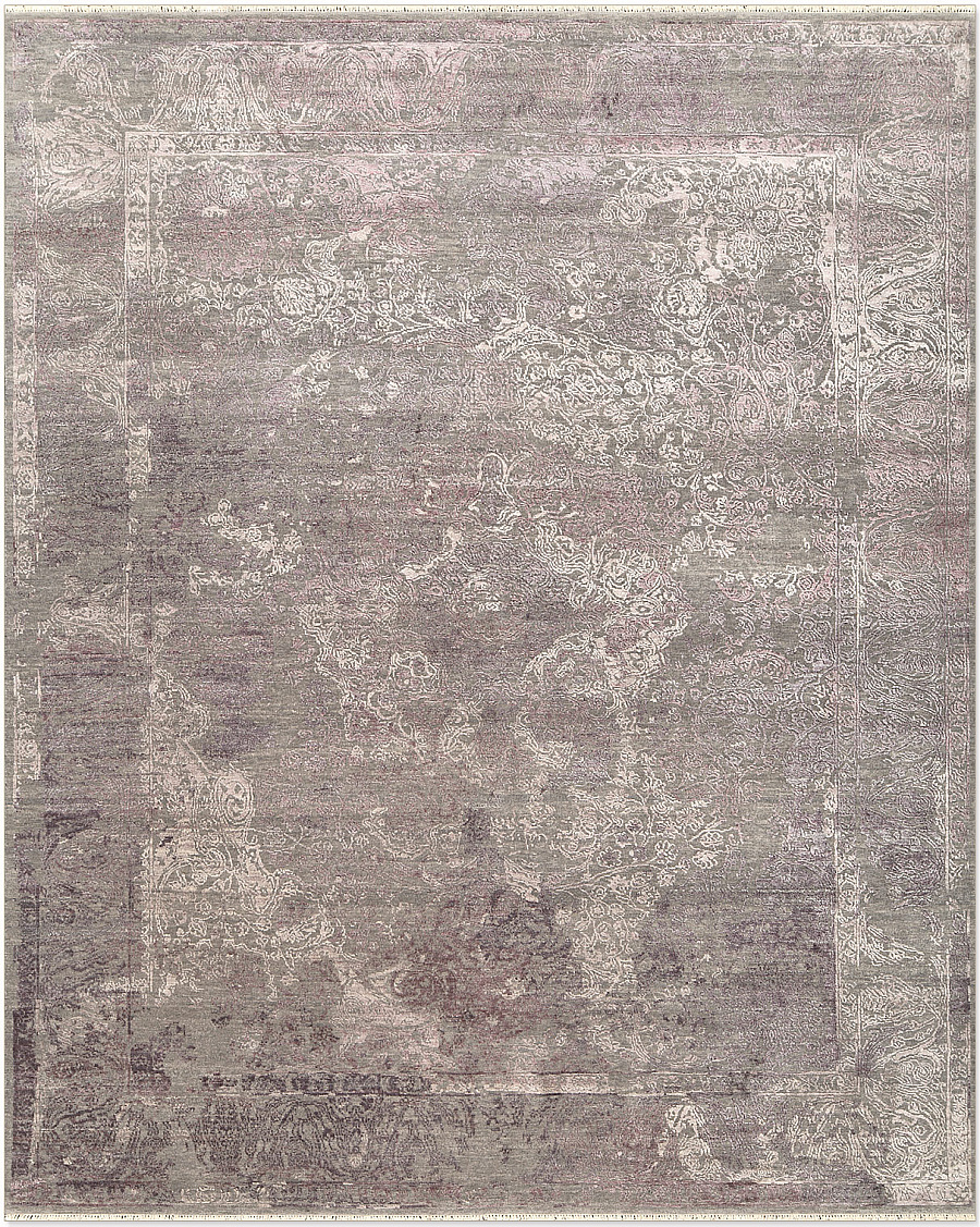 Современный Индийский ковер Shabby Classic №5380 304x246cm из шерсти и шелка в стиле неоклассика