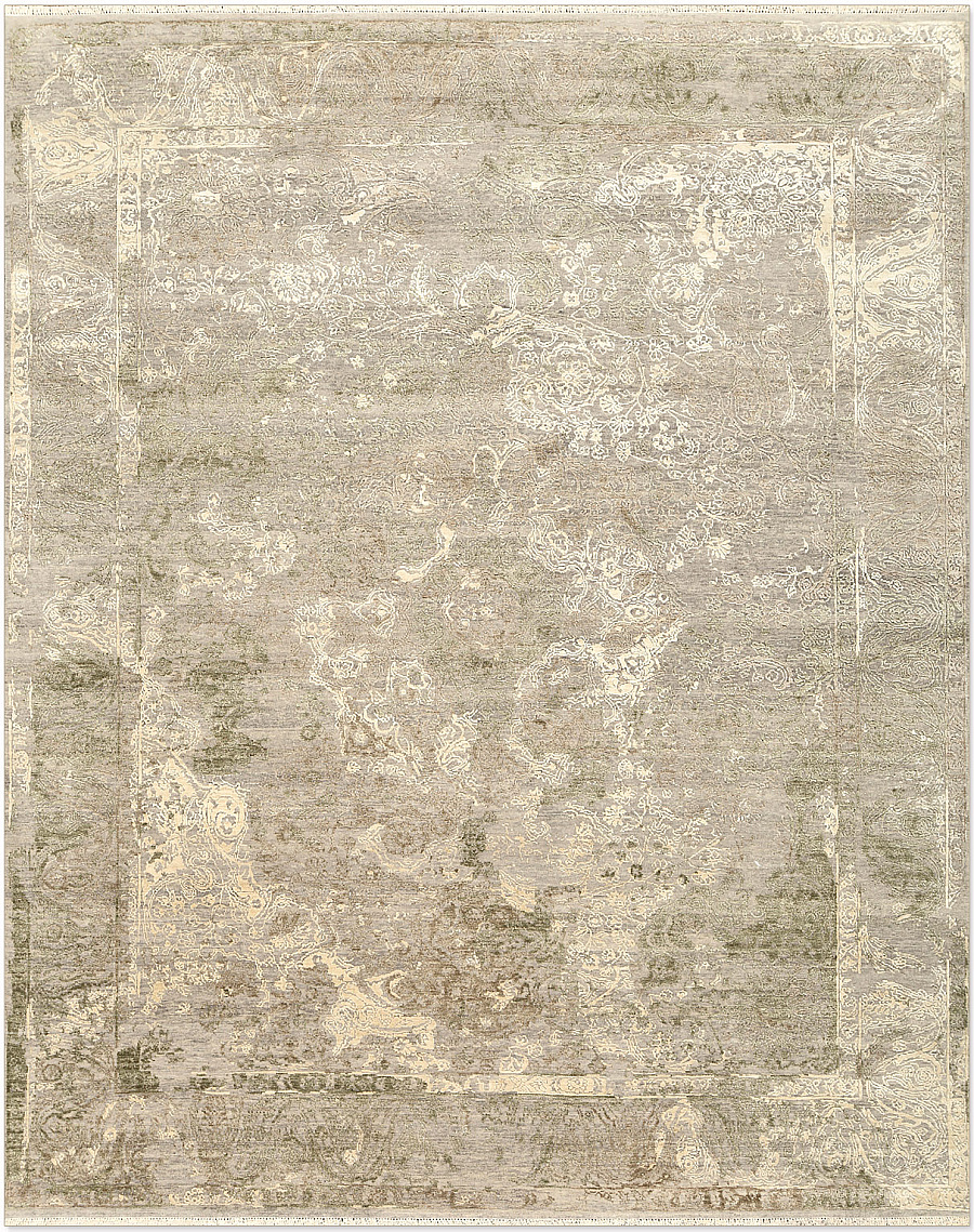 Современный Индийский ковер Shabby Classic №5388 307x246cm из шерсти и шелка в стиле неоклассика