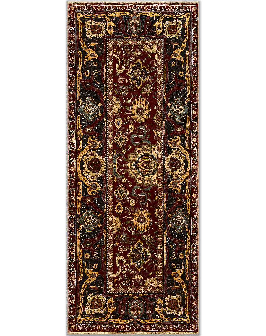 Шерстяной Индийский ковер Sultanabad Vintage №1013 305x122cm