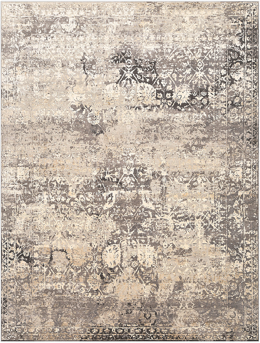 Современный Индийский ковер Shabby Classic №4629 361x273cm из шерсти и шелка в стиле неоклассика