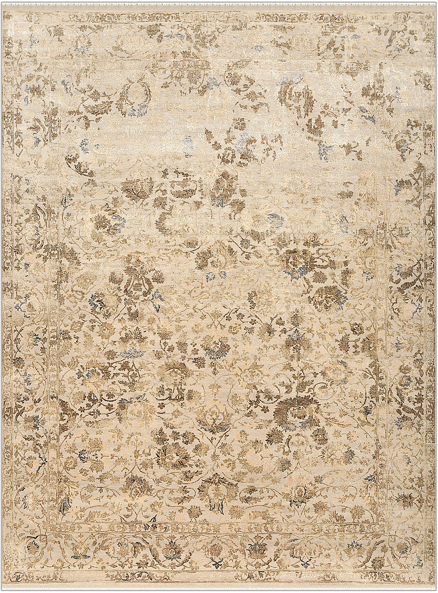 Современный Индийский ковер Shabby Classic №2239 363x277cm из шерсти и шелка в стиле неоклассика