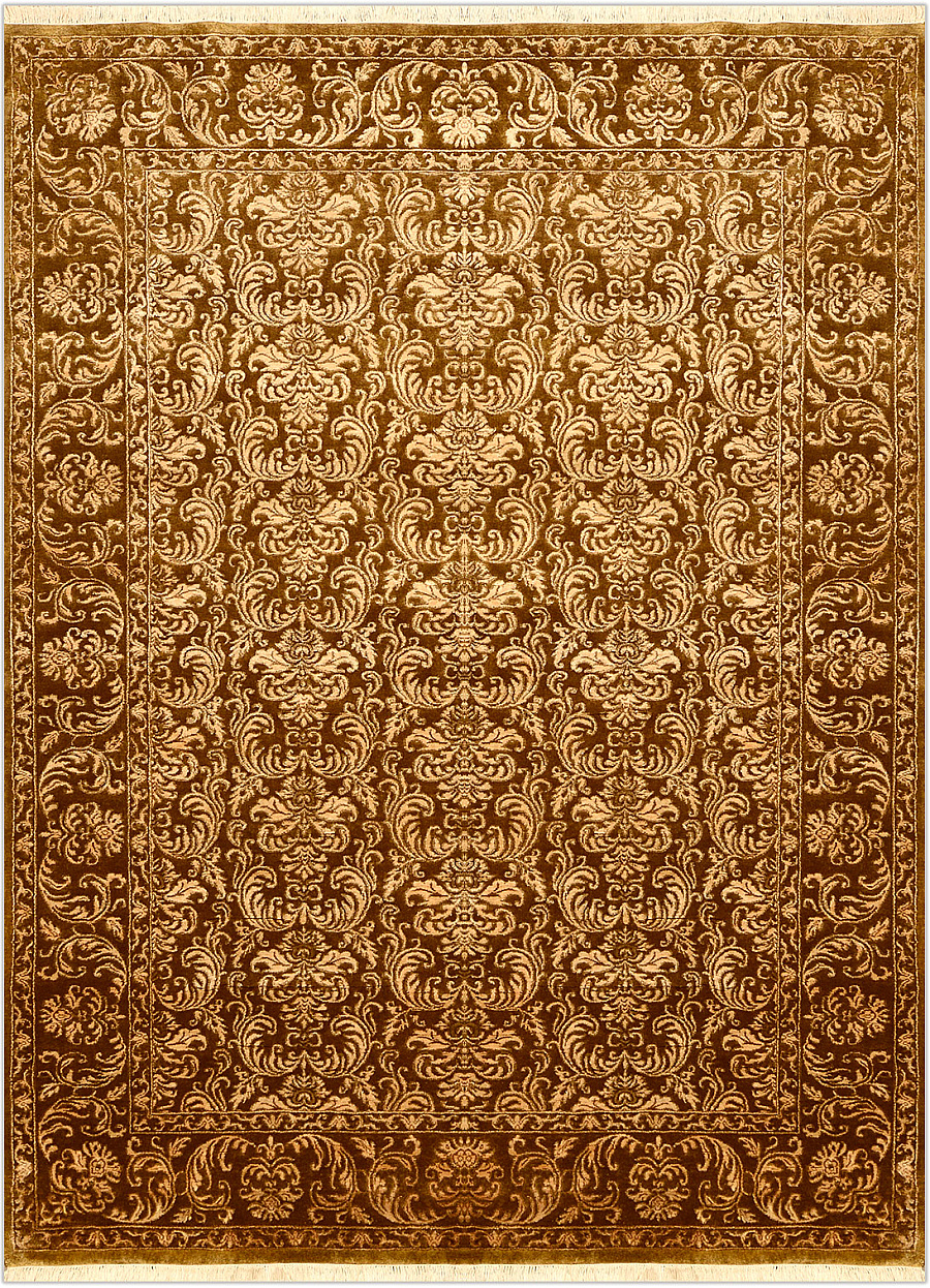 Современный Индийский ковер Damask №2200 238x171cm из шерсти и шелка в стиле неоклассика