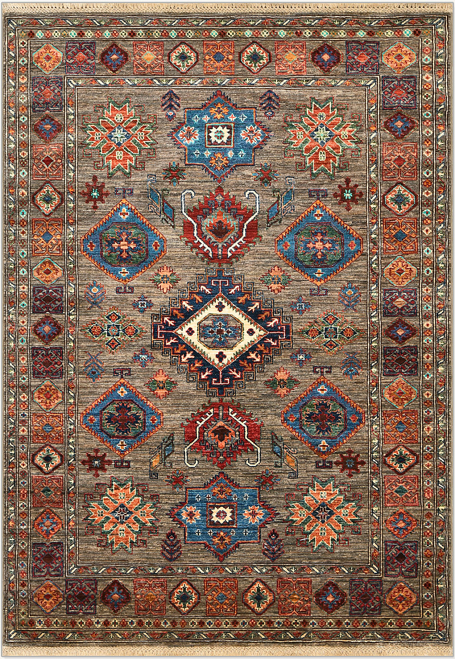 Шерстяной Пакистанский ковер Kazakh №4411 216x152cm