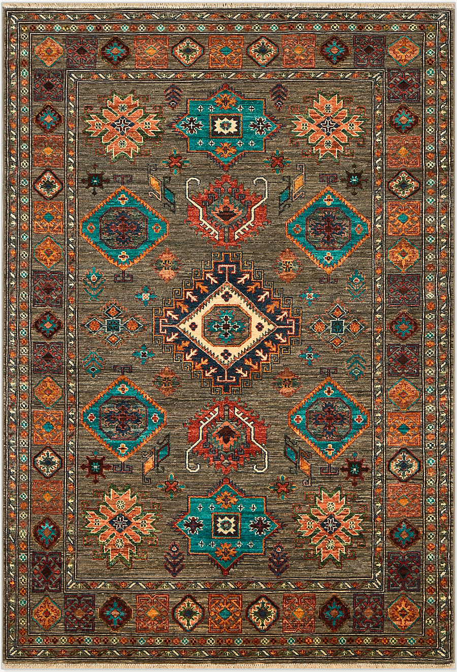 Шерстяной Пакистанский ковер Kazakh №4430 217x152cm