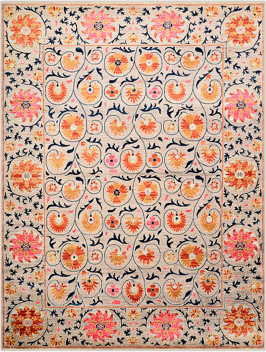 Шерстяной Пакистанский ковер Suzani №3882 362x268cm