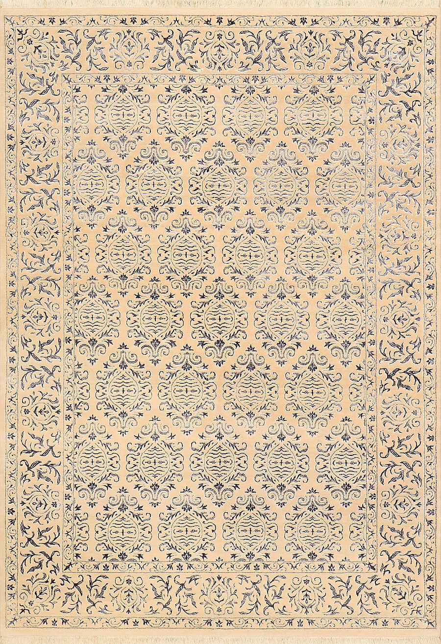 Современный Индийский ковер Damask №2069 244x174cm из шерсти и шелка в стиле неоклассика