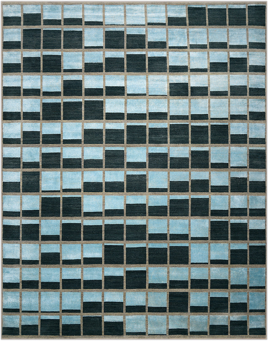 Индийский Bauhaus ковер №3697 310x241cm из шелка и шерсти