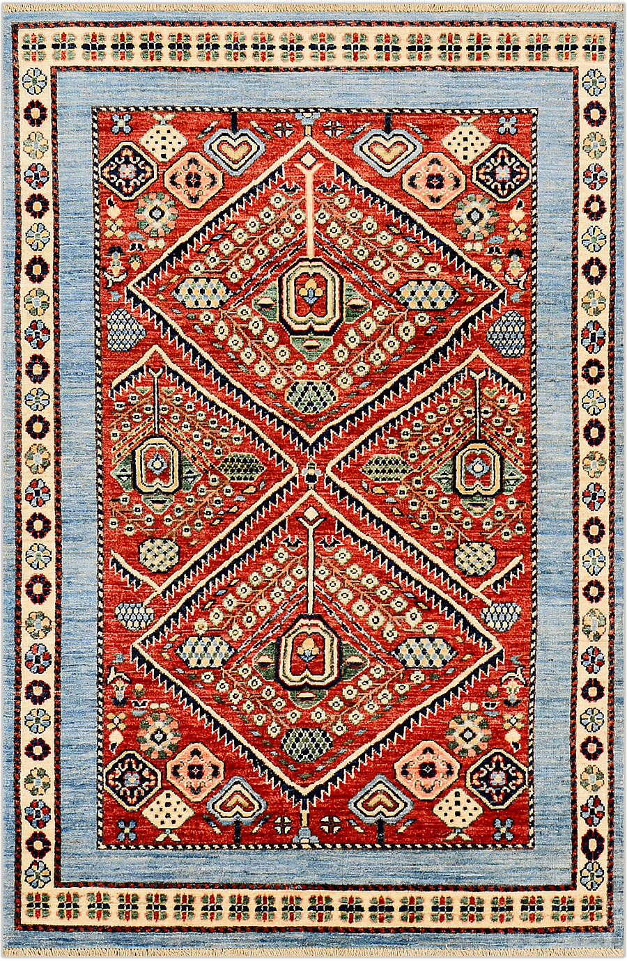 Шерстяной Кавказский ковер Kazakh №3931 183x120cm