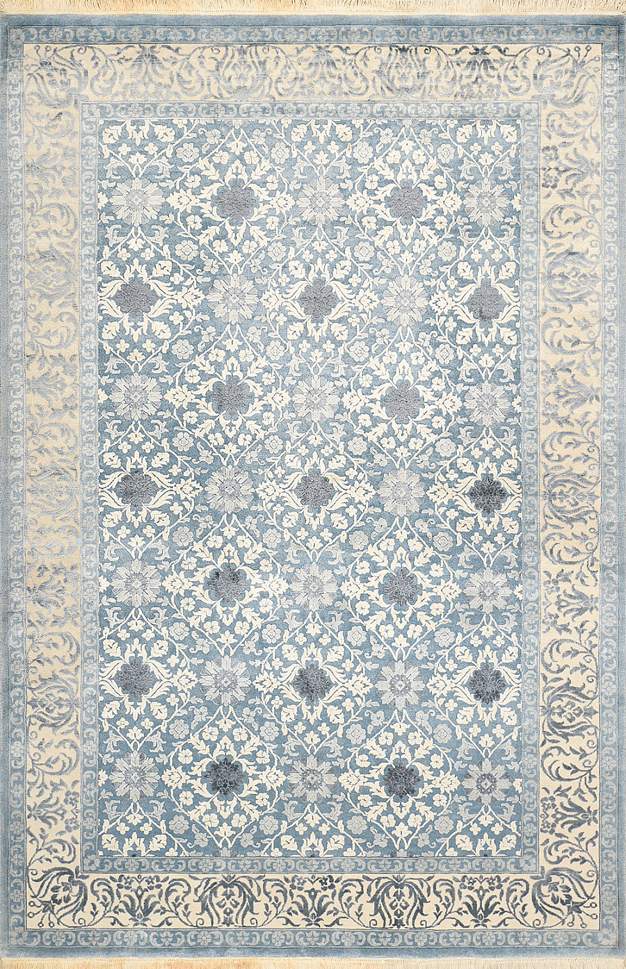 Современный Индийский ковер Damask №2091 299x198cm из шерсти и шелка в стиле неоклассика