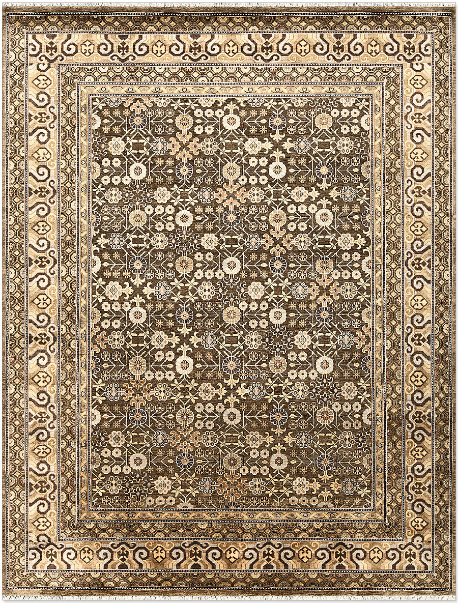 Индийский Kashkar ковер №5177 311x241cm из шелка и шерсти