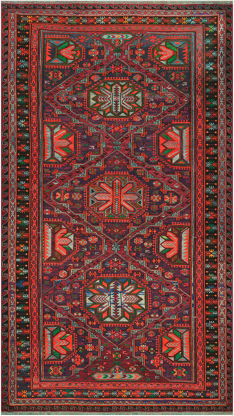 Безворсовый Дагестанский ковер Sumakh №4471 343x194cm из шерсти