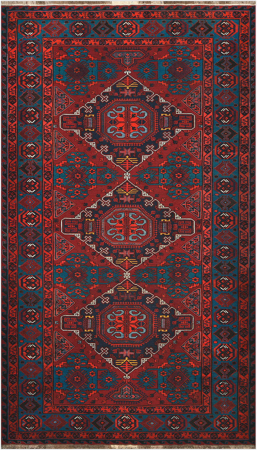 Безворсовый Дагестанский ковер Sumakh №4498 343x196cm из шерсти