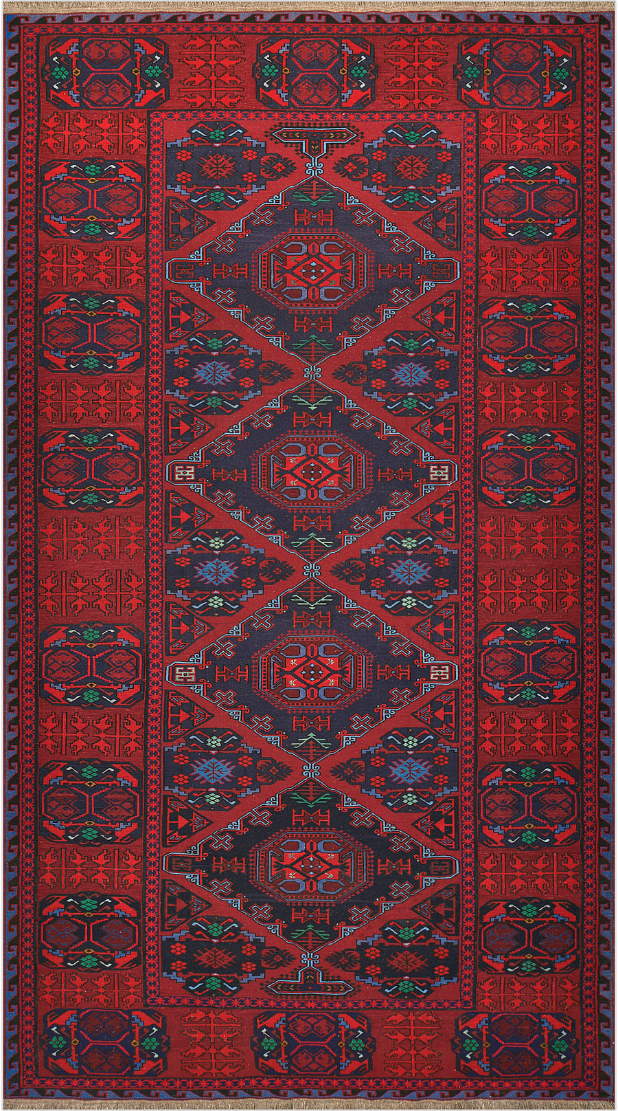 Безворсовый Дагестанский ковер Sumakh №4492 400x233cm из шерсти