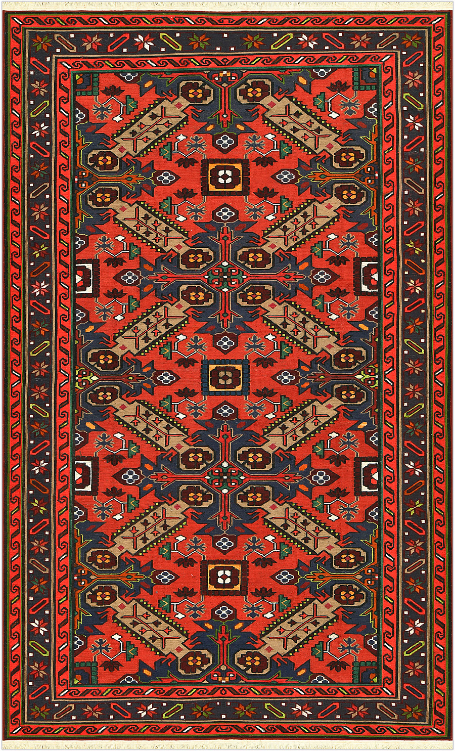 Безворсовый Дагестанский ковер Sumakh №4486 254x155cm из шерсти