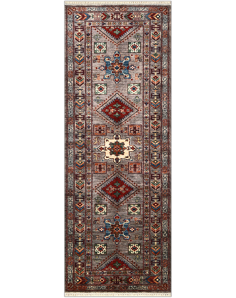 Шерстяной Пакистанский ковер Kazakh №4843 206x73cm