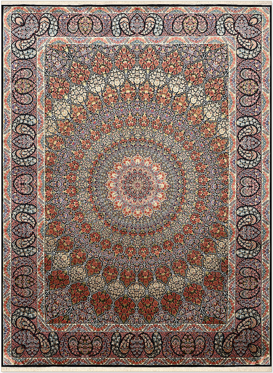 Шелковый Индийский ковер Gombad №5255 371x278cm