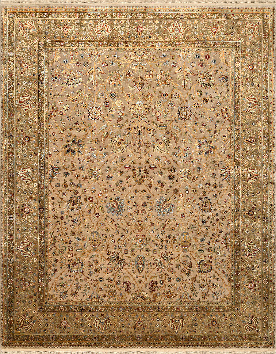 Индийский Rajastan ковер №1928 314x251cm из шелка и шерсти