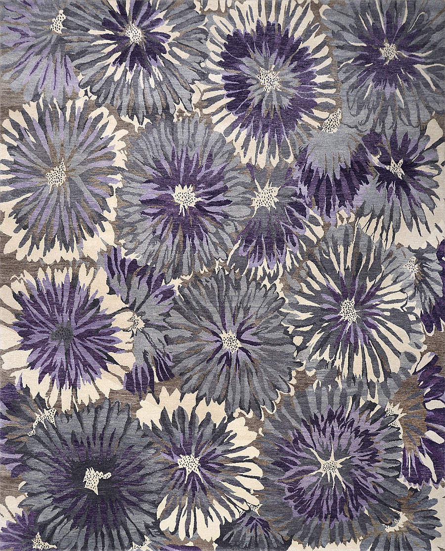 Непальский Sunburst Lavender ковер №3291 305x244cm из шелка и шерсти