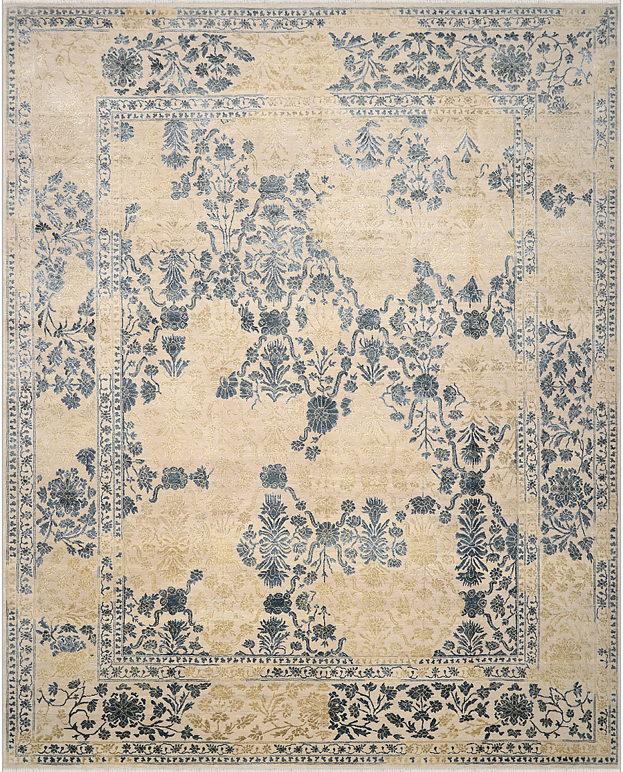 Современный Индийский ковер Shabby Classic №2118 300x245cm из шерсти и шелка в стиле неоклассика