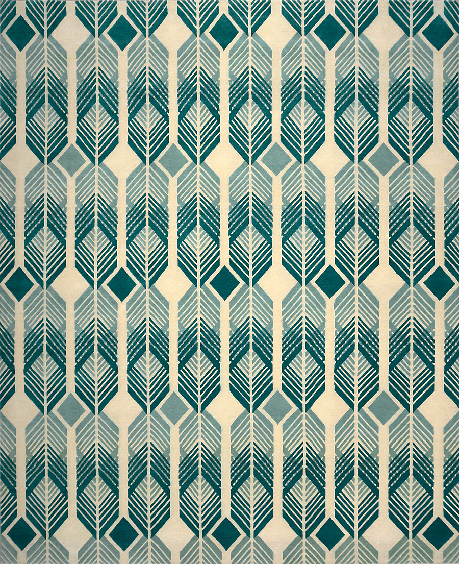 Шерстяной Непальский ковер Plumage Green №3316 310x247cm