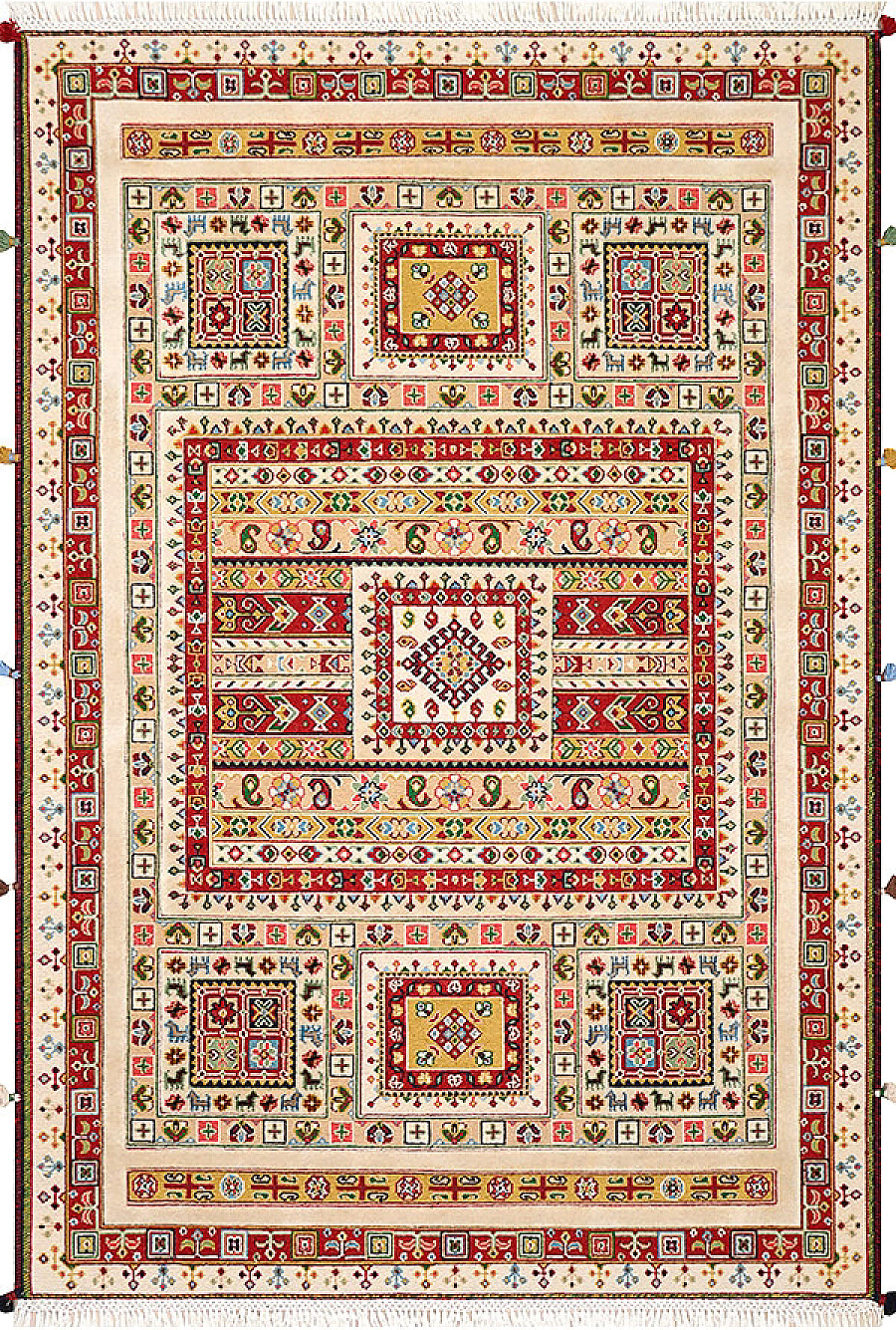 Безворсовый Индийский ковер Sirjan №3686 182x122cm из шерсти