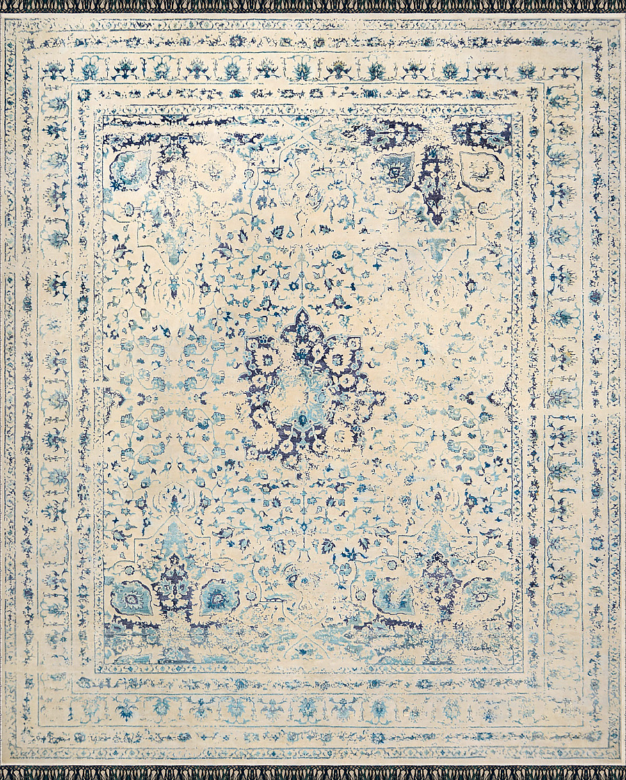 Современный Индийский ковер Shabby Classic №2203 304x248cm из шерсти и шелка в стиле неоклассика