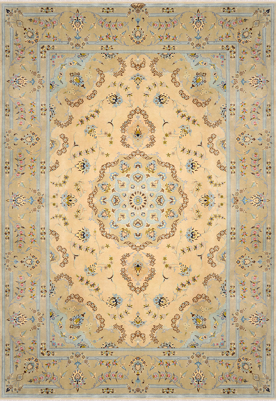 Персидский Tebriz ковер №3511 355x255cm из шелка и шерсти