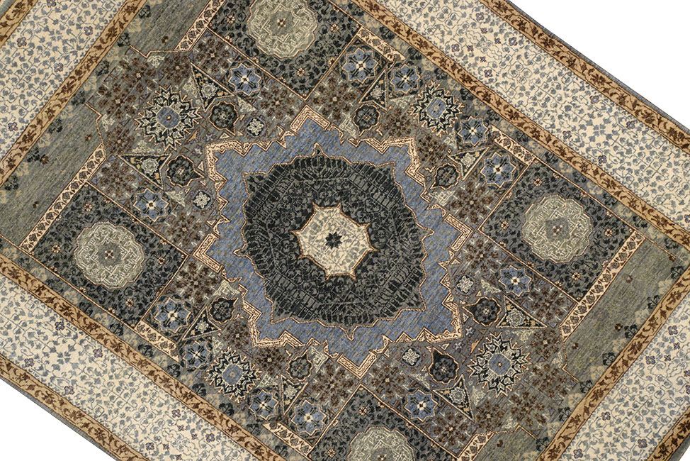 Индийский ковер MAMLUK шерстяной Прямоугольный 200x153cm фото крупным планом