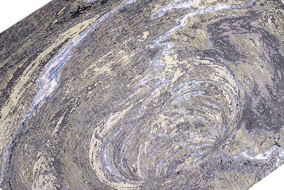 Индийский ковер ABSTRACT из шелка и шерсти Прямоугольный 310x246cm фото крупным планом