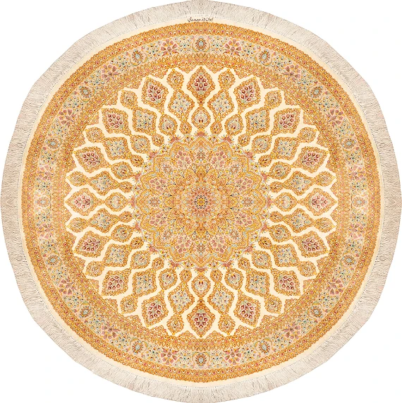 Шелковый Персидский ковер Qom №3783 146x146cm