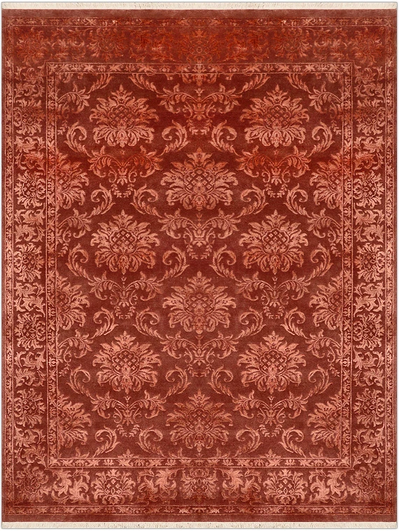 Современный Индийский ковер Damask №2035 231x170cm из шерсти и шелка в стиле неоклассика