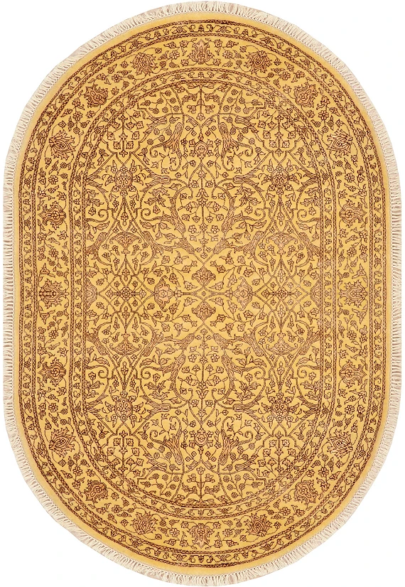 Современный Индийский ковер Renaissance №2124 183x123cm из шерсти и шелка в стиле неоклассика