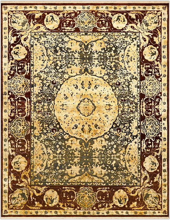 Современный Индийский ковер Bengal №2088 311x245cm из шерсти и шелка в стиле неоклассика