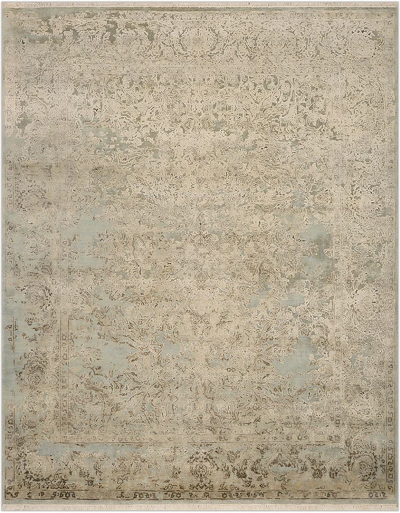 Современный Индийский ковер Shabby Classic №2682 297x239cm из шерсти и шелка в стиле неоклассика