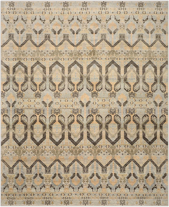 Современный Индийский ковер Arabesque №3831 302x244cm из шерсти и шелка в стиле неоклассика