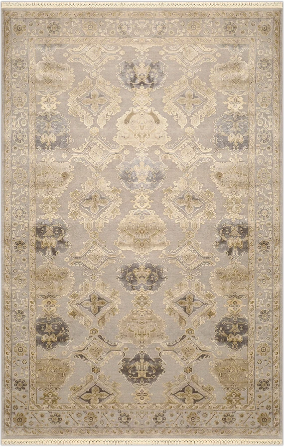 Современный Индийский ковер Kashkar №3835 305x198cm из шерсти и шелка в стиле неоклассика